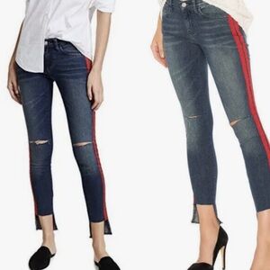 Etienne Marcel Tuxedo Stripe Skinny Jeans With Raw Hem Size 29